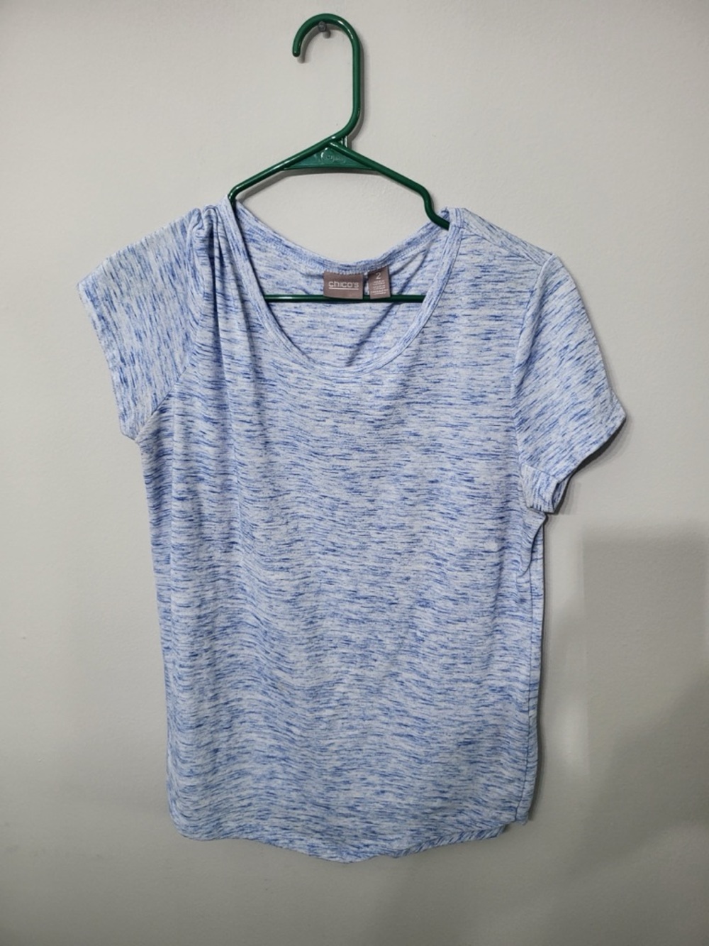 Chico's Light Blue Heathered Short Sleeve Tee Size 2 (med/large)